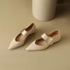 VANGULL Brand Spring Women Pumps Natural Leather Cowhide+pigskin Full Leather Metal Square Buckle Shoes
