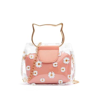 Little Chrysanthemum Printed Transparent Jelly Bag New Temperament Sweet and Cute Girl Small Bag Lady Bag