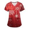Plus SizePrinted Scrub Working Uniform Tops For Women's Cross V-Neck Print Short Sleeve Fun T-Shirts Workwear Tee With Pockets