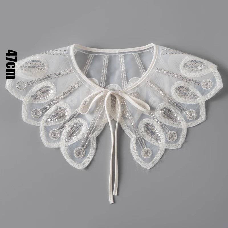 Perfect Match Pink Women Scarf Shawl Detachable Collar Tie Necklace Embroidery Lapel Fake False Collar Woman Lace Tie Neckwear Nep Kraagie