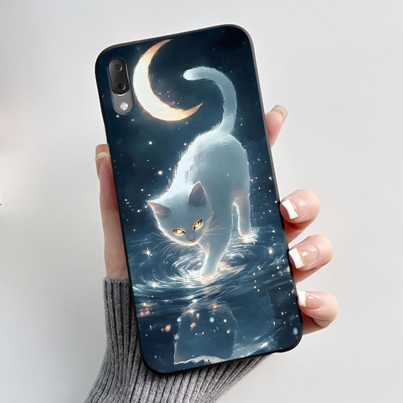 Hülle Für Sony Xperia L3 L4 Hülle Ästhetisch Mode Niedliche Katze Astronaut Schwarz Weiches Silikon Matt Stoßfest Rückabdeckung Stoßfänger