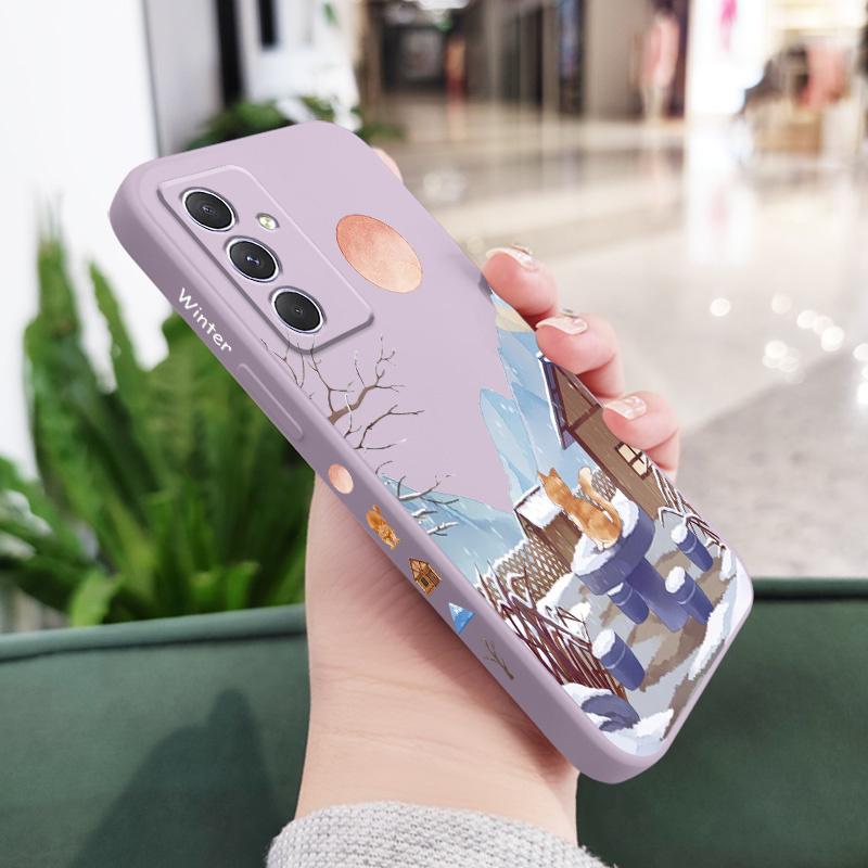 

Зимний чехол для телефона с кошкой для Samsung Galaxy A17 A56 A36 A26 A17 A16 A06 A54 A34 A24 A14 A55 A35 A25 A15 A05 A05S A04 A04E 5G Samsung A07 4G светло-фиолетовый