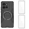 For Motorola Edge 50 Neo 5G Magnetic Case WANLONFENG DJ Series PC TPU Phone Cover with 2Pcs Tempered Glass Film