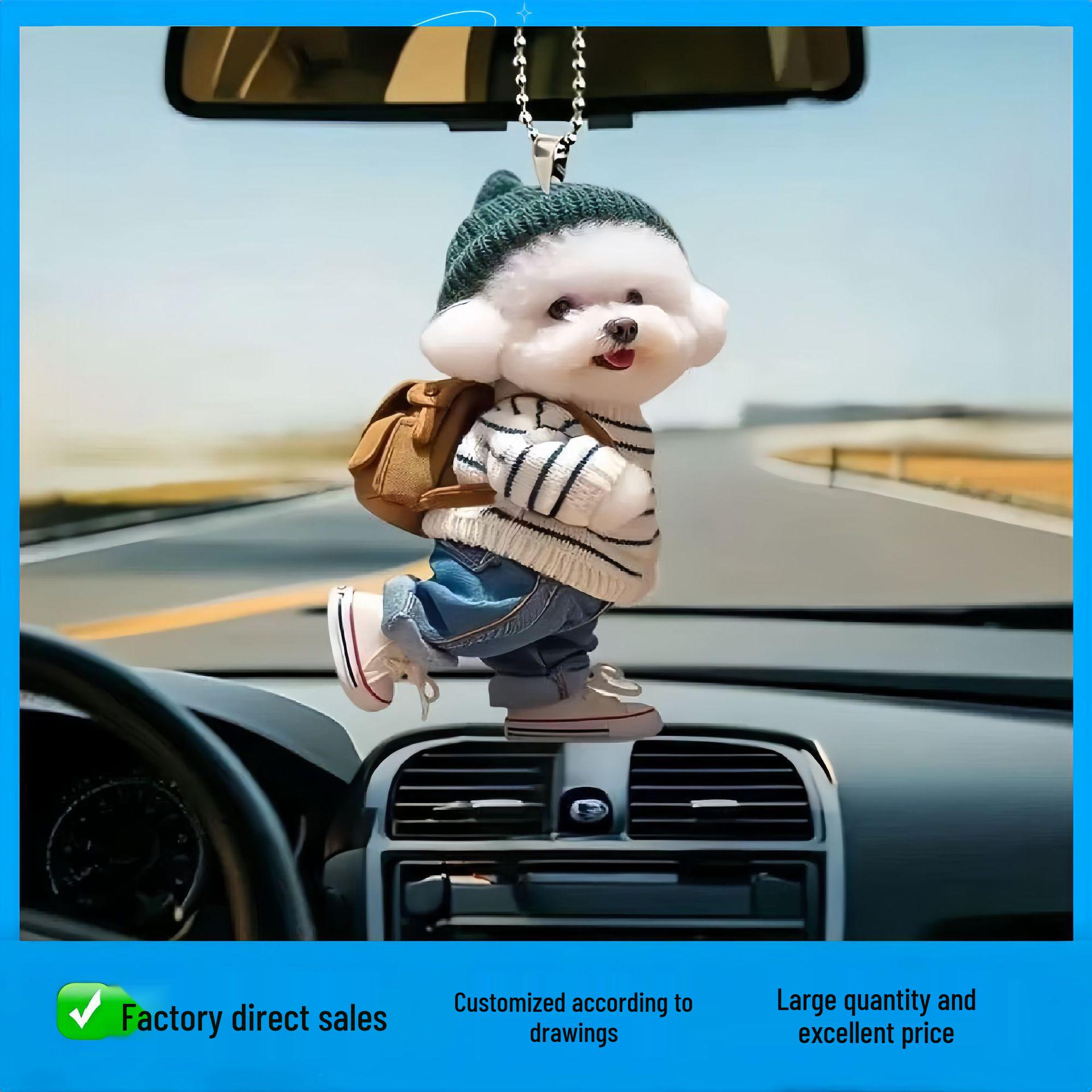 

Acrylic Cartoon Teddy Dog Keychain - Creative 2D Puppy Backpack & Car Pendant
