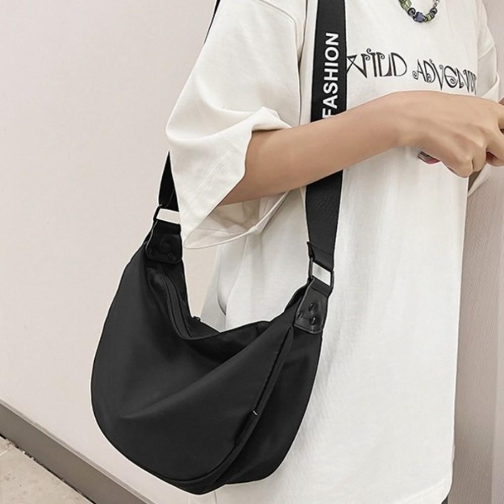 Solid Color Cloth Gyoza Bag Nylon Dumpling Bag Korean Ins Half Moon Crossbody Travel