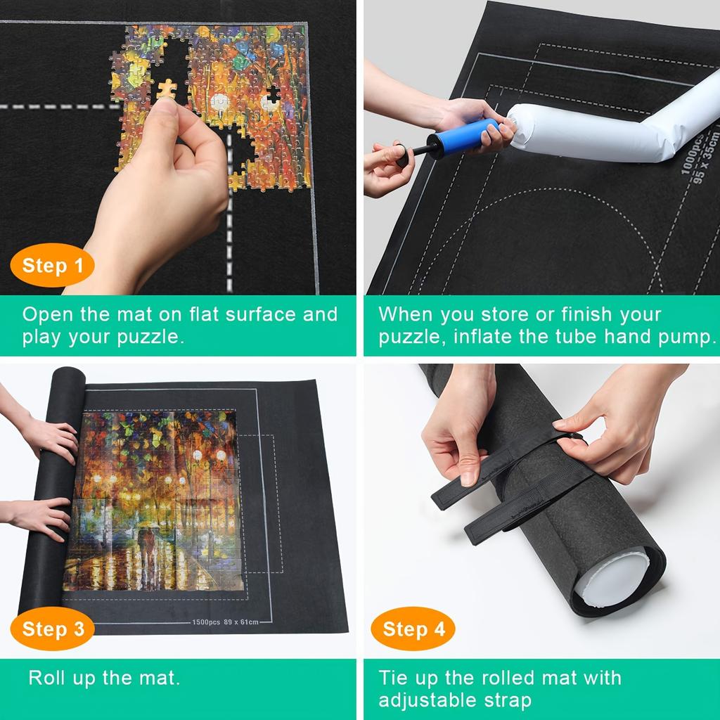 1/6pcs Portable Puzzle Roll-Up Mat - Inflatable Tube & Drawstring Bag, Fabric Keeper for 1500pcs, DIY Puzzle Organizer