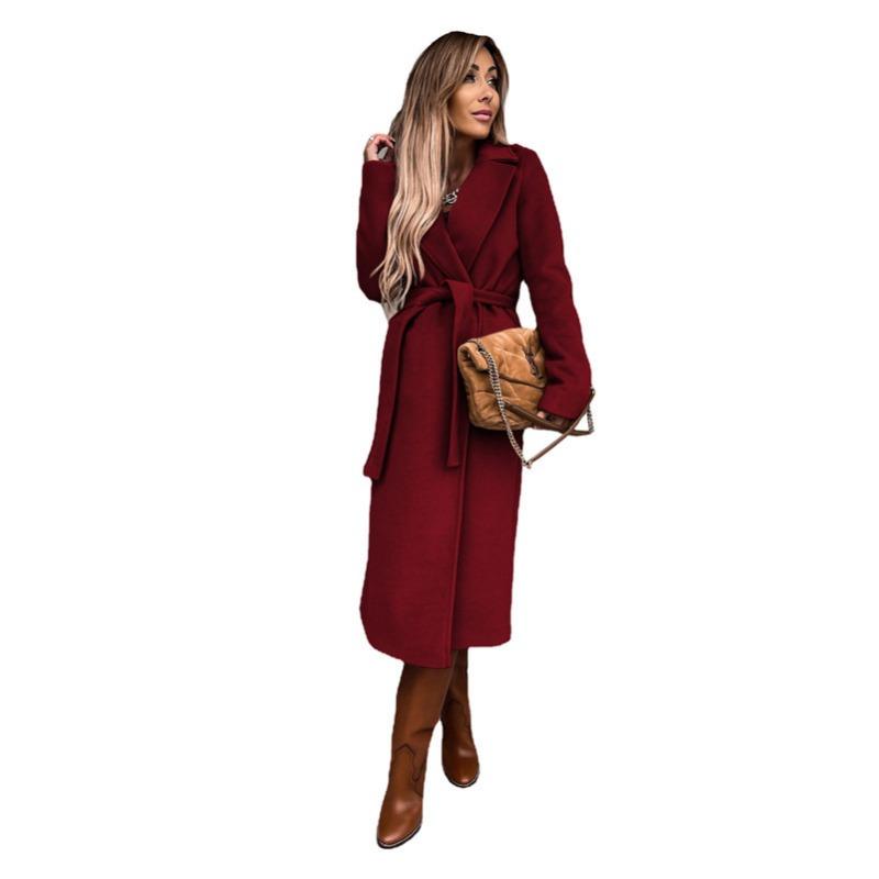 YYFS Women's Fashion Casual Solid Color Print Autumn Winter Long Sleeve POLO Neck Jackets & Coats