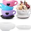 Creative Production of Love Coffee Cup and Coaster Set Candle Cup Pottery Mold Home Decoration Gypsum Concrete Silicone Mold