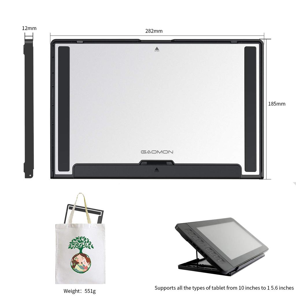 GAOMON Multifunctional Adjustable Stand for PD156 PRO / PD1161 and Other iPads / Pen Tablets / Tablets (Up to 12mm Thick)