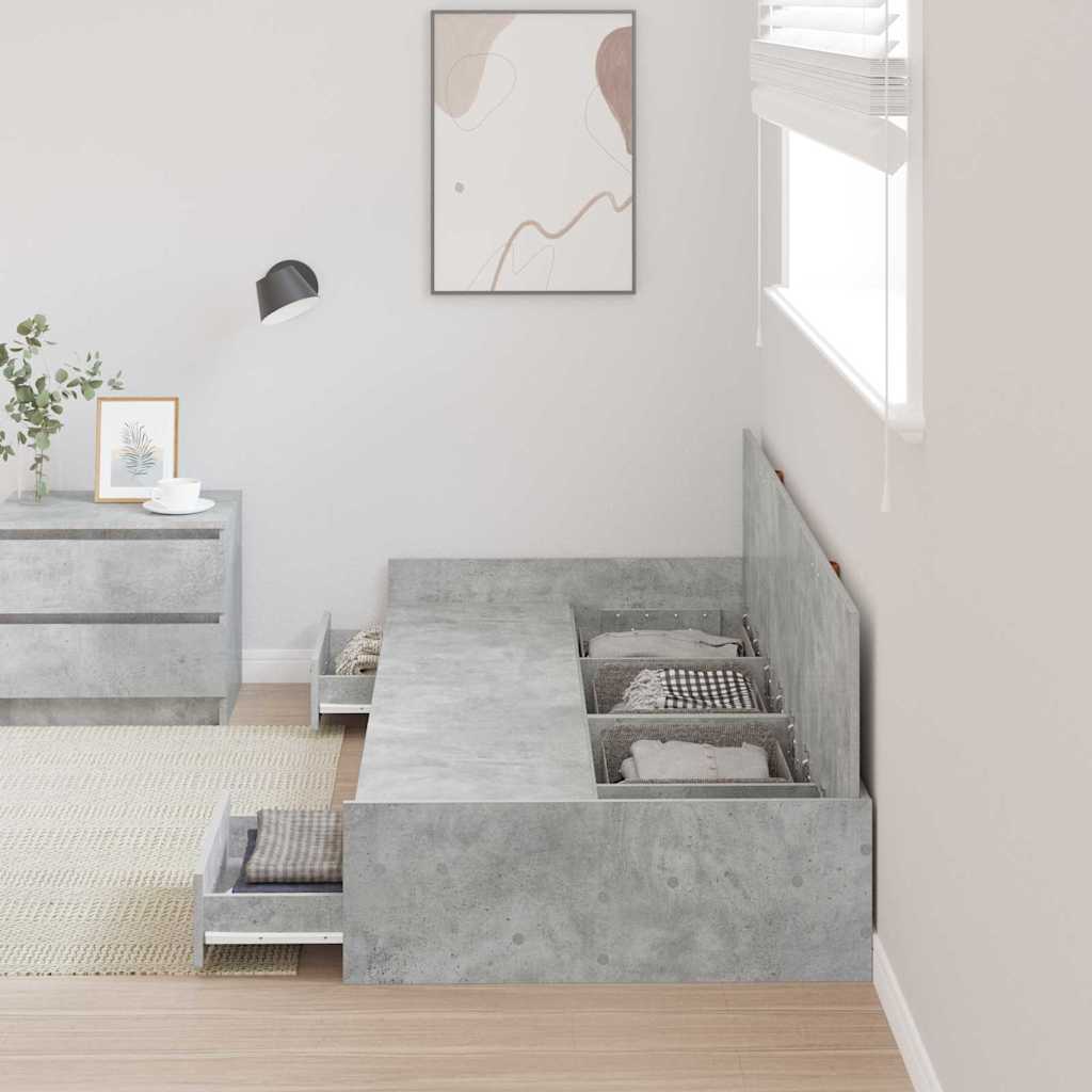 Bed Frame with Headboard Concrete Grey 75 x 190 cm Engineered Wood