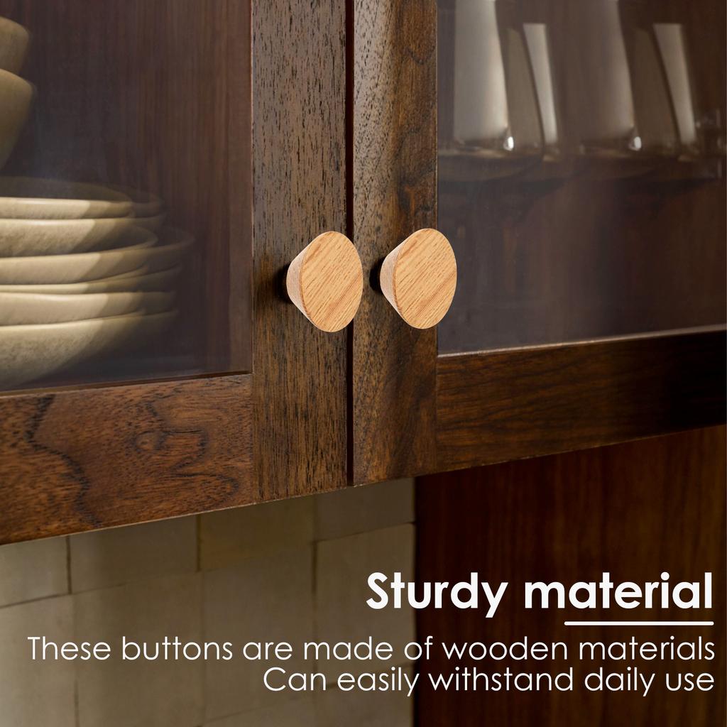 6 Pcs Round Wooden Cabinet Knobs with Screws Easy To Install Single Hole Furniture Handles Hardware for Wardrobe Dresser Closet