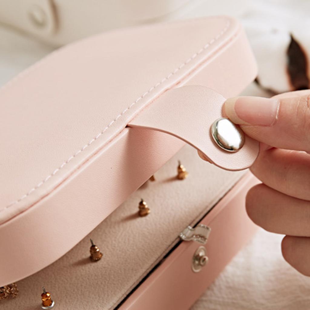Portable Double-Layer Jewelry Box Suitable For Earrings, Rings And Necklaces Storage Box For Easy Travel Storage