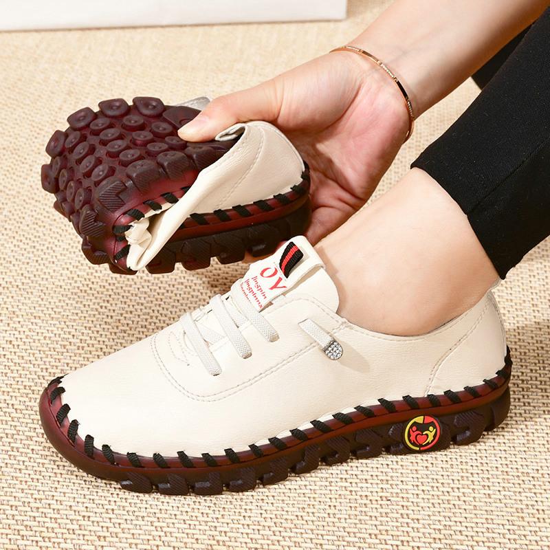 Platform Loafers Women's Casual Shoes 2024 New Summer Leather Flats Comfortable Slip On Mom Shoe Plus Size Oxfords Mujer Zapatos_voghion.com