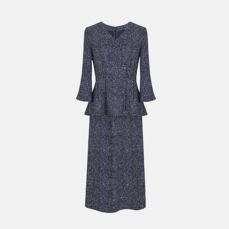 

Синяя роза Одежда больших размеров для женщин Клетчатая вискозная саржа Классический горошек Модный костюм Топы с рукавами-колокольчиками и приталенной талией Waist skirt L