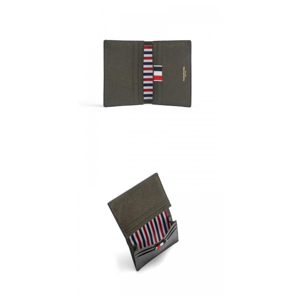 Thom Browne Pebble Grain Three Stripe Card Wallet Maw021l 00198 206
