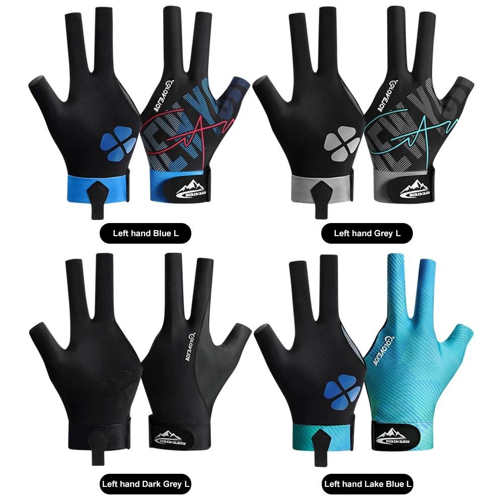 Billiards Glove Left Hand Three Finger Snooker Billiard Glove Non Slip Stickers Elasticity Billiard Training Gloves Accessories