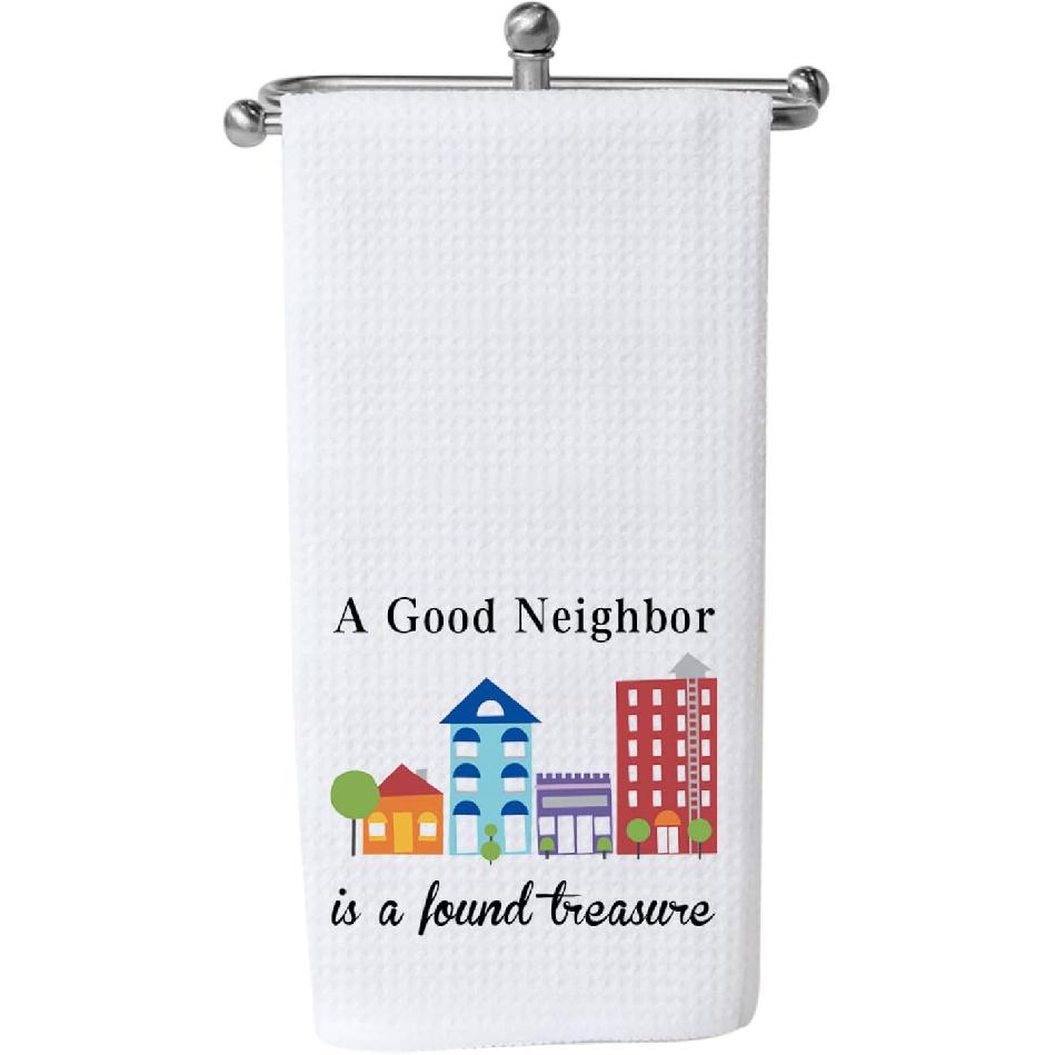 WCGXKO Neighbor Gift Neighbor Thank You Gift A Good Neighbor is A Found Kitchen Towel for Neighbor (A Good Neighbor Towel) A Good Neighbor Towel