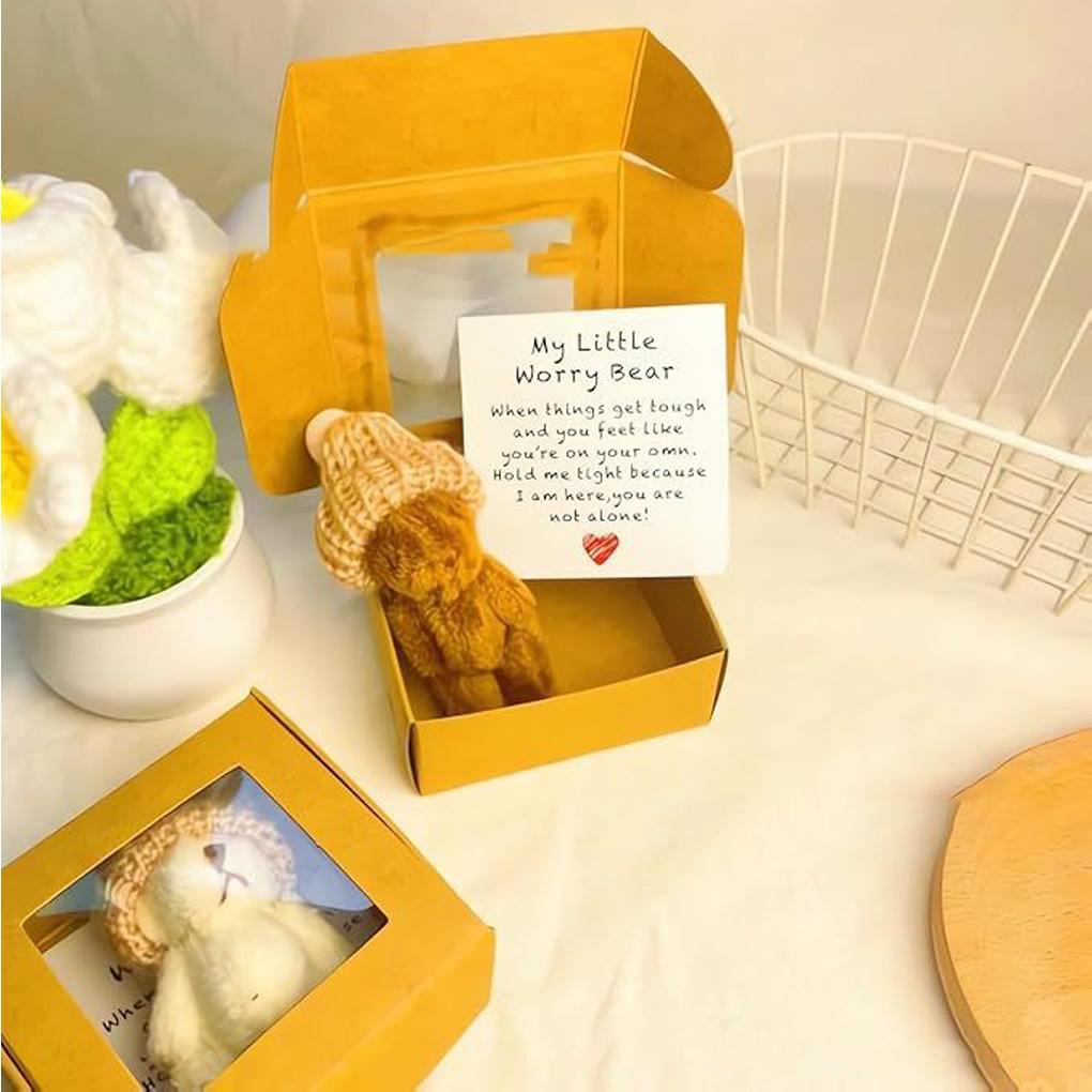 4 Containing Motivational Cards, Worry Teddy Bears, Teddy Bear Boxes, Desk Accessories for and Valentine's Day Gifts