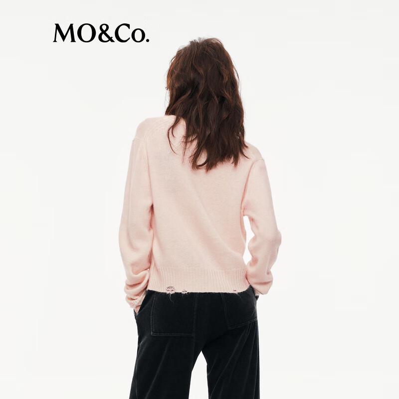MO&Co. Women's Wool Blend V-Neck Long Sleeve Sweater