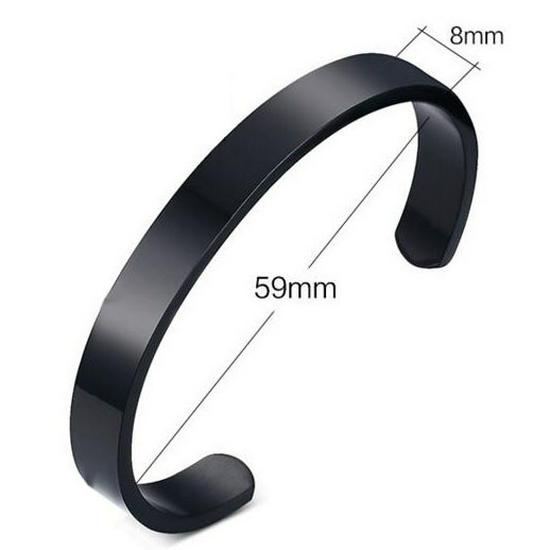 Stainless Steel C-Shaped Openable Bracelet, 5MM, 15CM, Smooth Surface, Engravable.