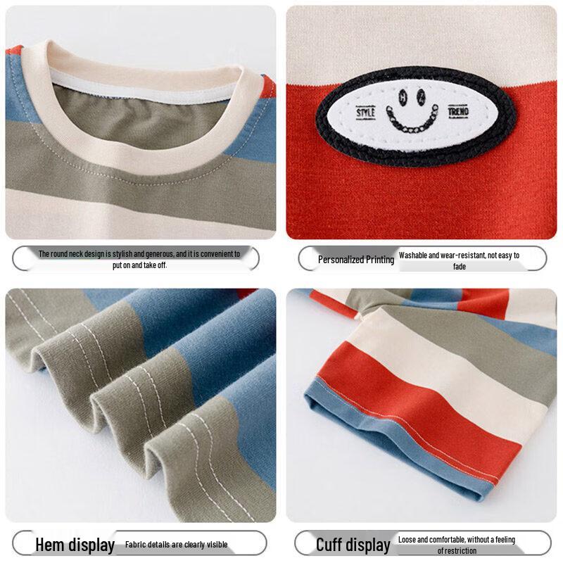 Moonkids Boys' 2026 Striped Short Sleeve T-Shirt