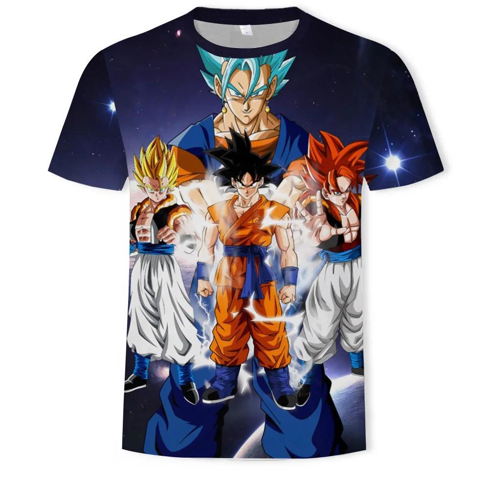 Dragon Ball Series 3D Digital Printed Men's Fashion Trend Round Neck Short Sleeved T-shirt
