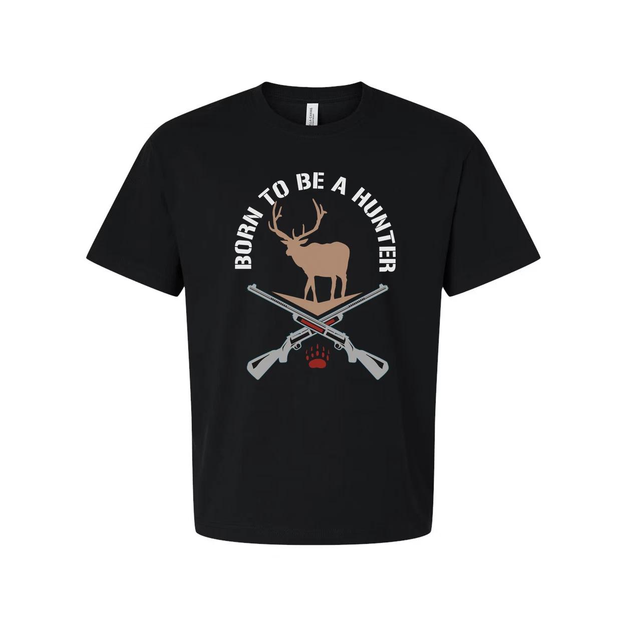 Born To Be A Hunter Deer Silhouette With Crossed Rifles Unisex T Shirt M