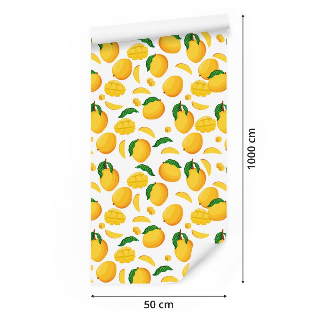 Mango Wallpaper White and Yellow for Living Room and Bedroom 50x1000