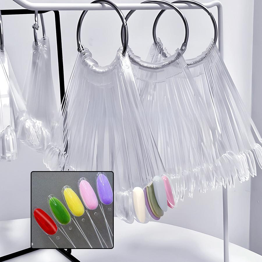 50 Colori Smalto Gel a Doppio Strato, Tavolozza Colori, Ventaglio Ovale per Pratica con Pittura Interna ed Esterna per Esposizione Nail Art