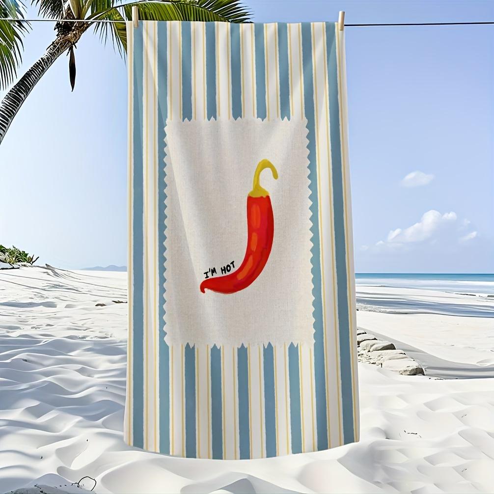 

1pc Retro Chili Pepper Beach Towel - Soft, Ultra-Fine Fiber, Quick-Dry Bath Mat with I m Hot Design, Perfect for Beach, Bathro W40*H60(CM)