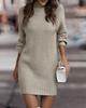 Autumn/Winter Solid Color Long-Sleeve Turtleneck Sweater Dress for Women