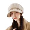 Versatile Plush Thickened Octagonal Hat for Women In Autumn and Winter New Outdoor Windproof and Warm Beret Big Head Siding Cap