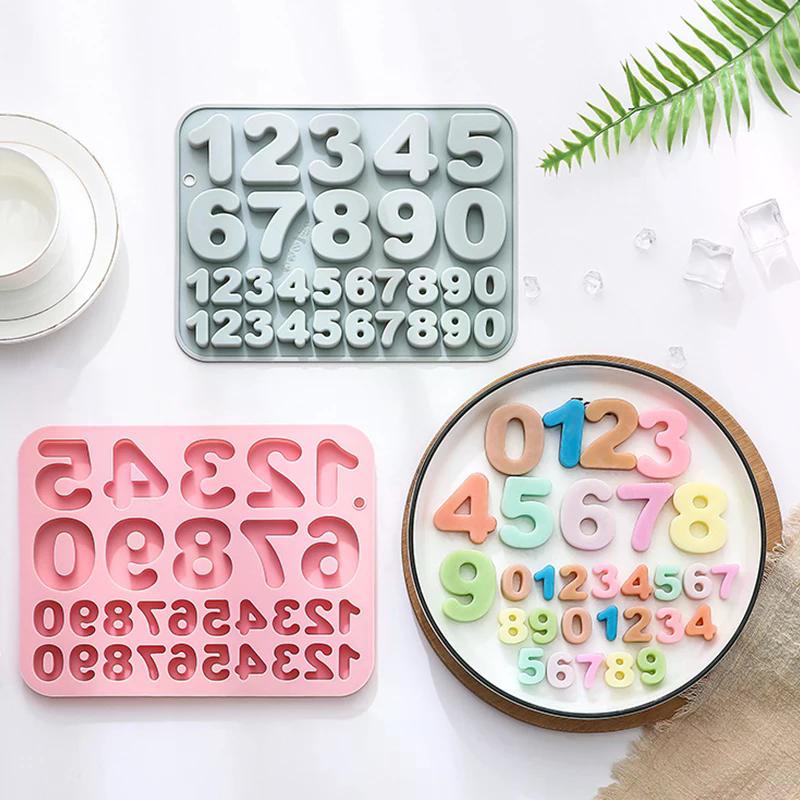 Molde de Silicone de Números, Molde de Chocolate de Números 0-9, Molde de Números Reutilizável, Decorações de Bolo de Feliz Aniversário, Molde para Assar Cupcakes