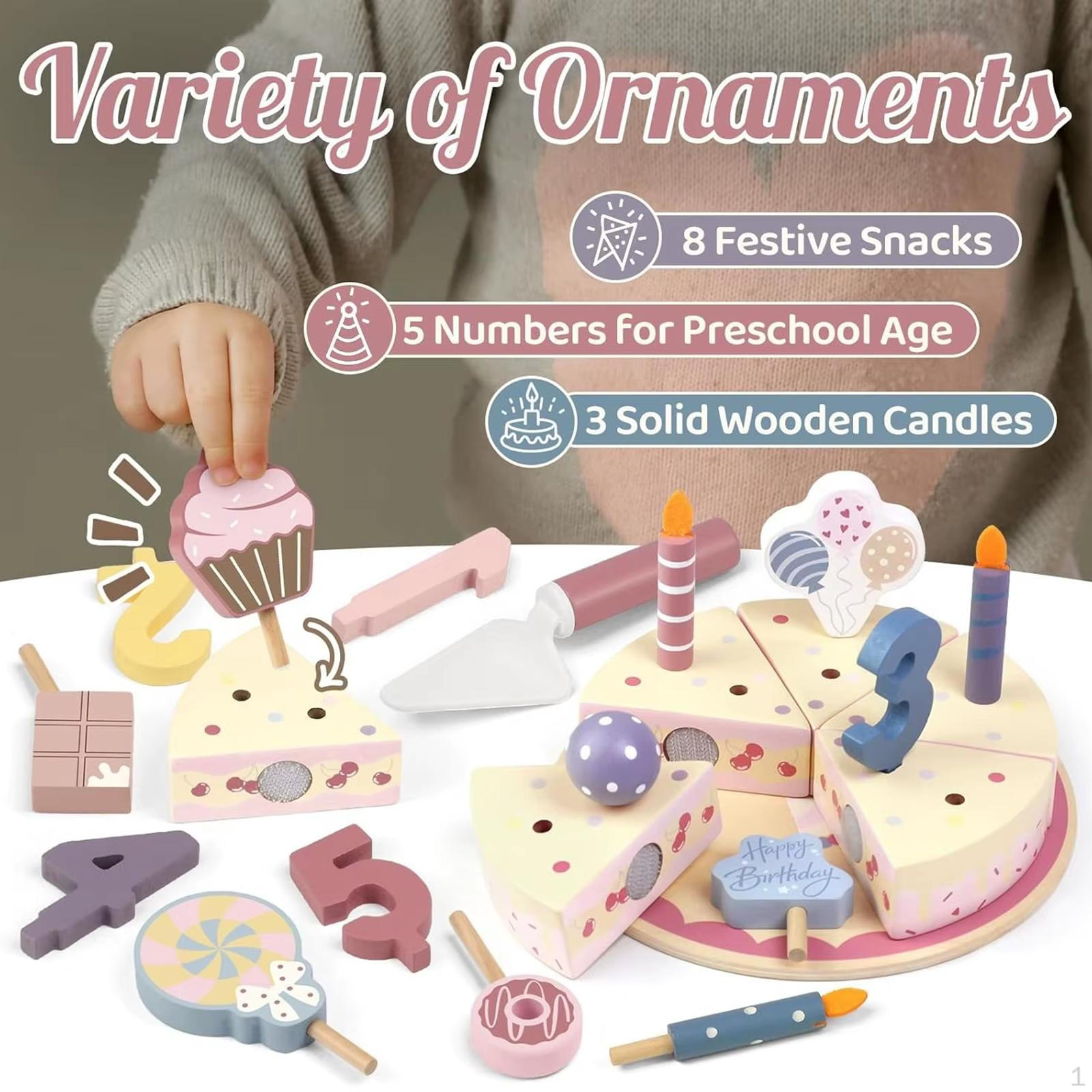 

Birthday Cake Toys Pretend Play Food Accessories Interactive Role DIY Supplies Kitchen Playset