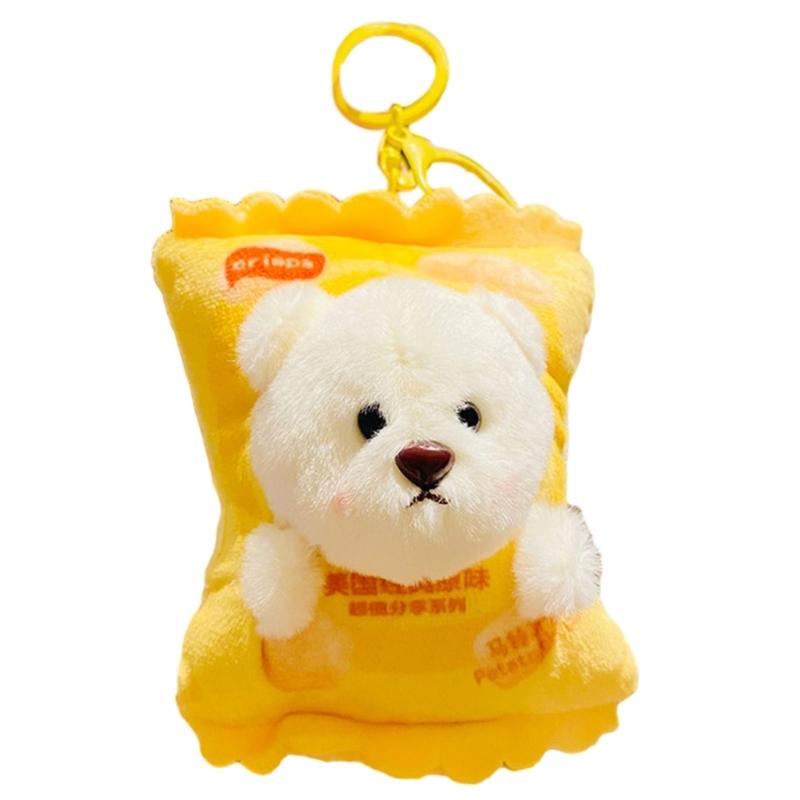 Cartoon Plush Keychain Stylish Keyring Holder for Women Girls Stuffed Pendant Hanging Ornament Bag Charm Decoration