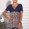 Women T-Shirt V Neck Short Sleeve Blouse Casual Printed Dress Top