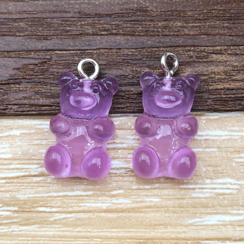 Cute Colorful Cartoon Bear Pendant Charm - Resin DIY Jewelry Accessory