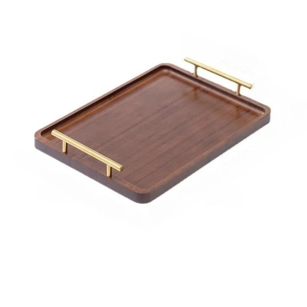Wooden Serving Tray with Handles Coffee Dessert Snack Platter Bamboo Tea Tray Food Tray Decorative Tray for Kitchen Bedroom