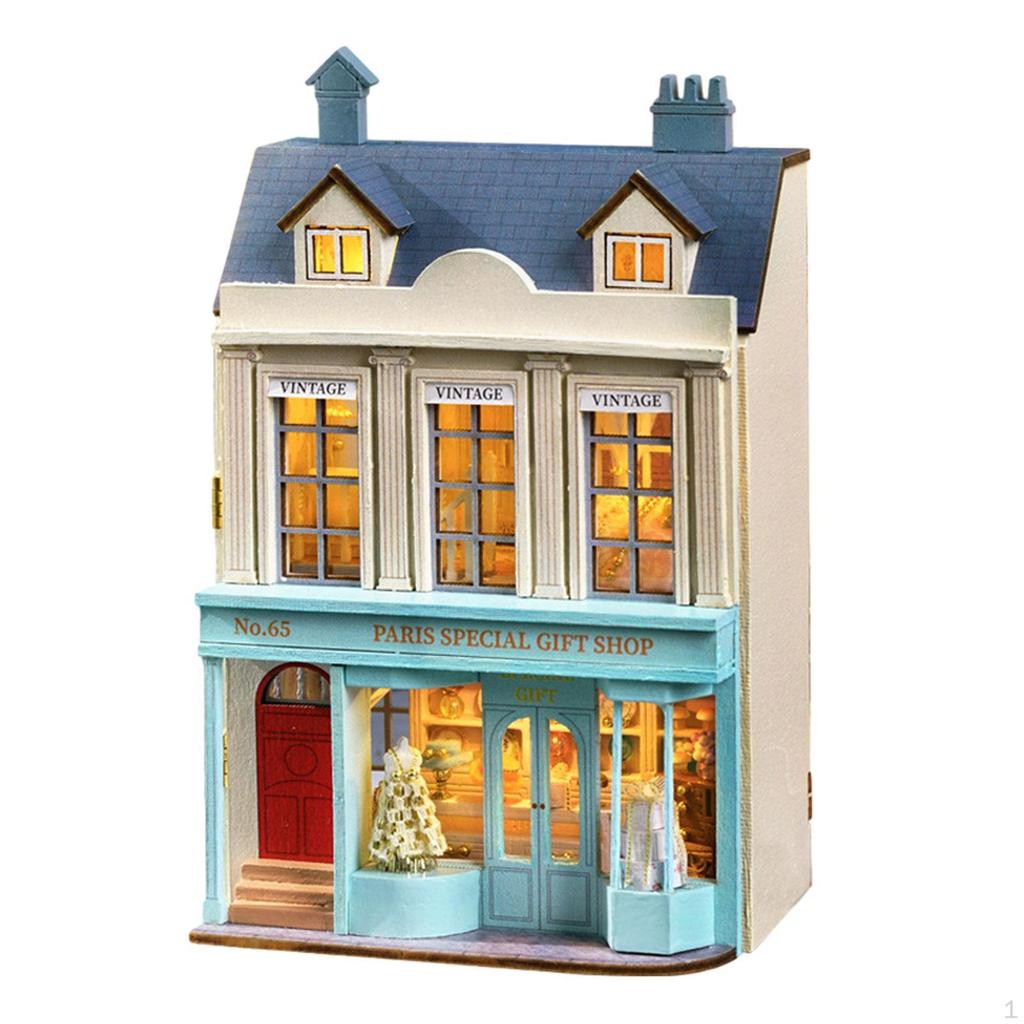 Dollhouse Miniature with Furniture Kits Woodcrafts Toy Collectibles Ornaments 3D Wooden Puzzle for
