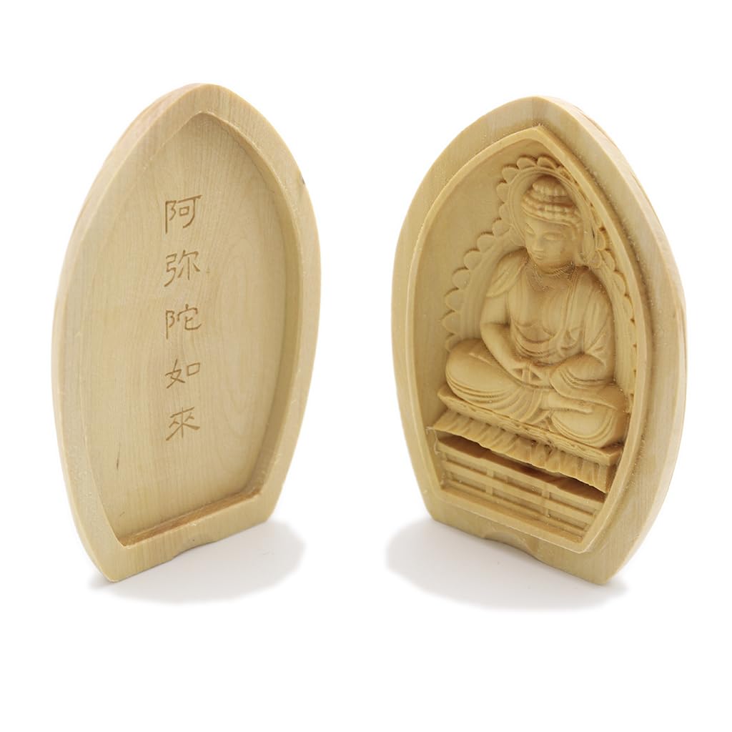 Special Buddhist Statue Amitabha Buddha Incense Holder Buddha Guardian Deity for the Year of the Dog and Year of the Pig Width Boxwood Carving 17560