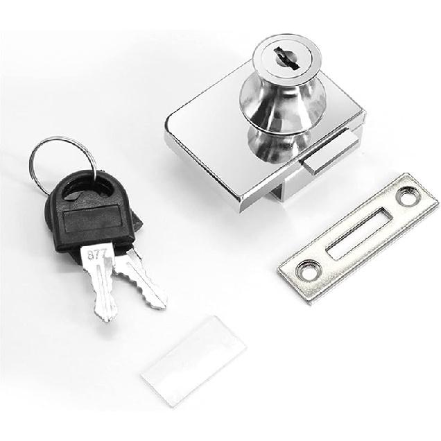 407 Single Glass Lock Zinc Alloy Showcase Cabinet Door Cylinder Sliding Push Door Locks for Furniture Hardware 1Pcs(407 Double Cabinet) 407 Double Cabinet