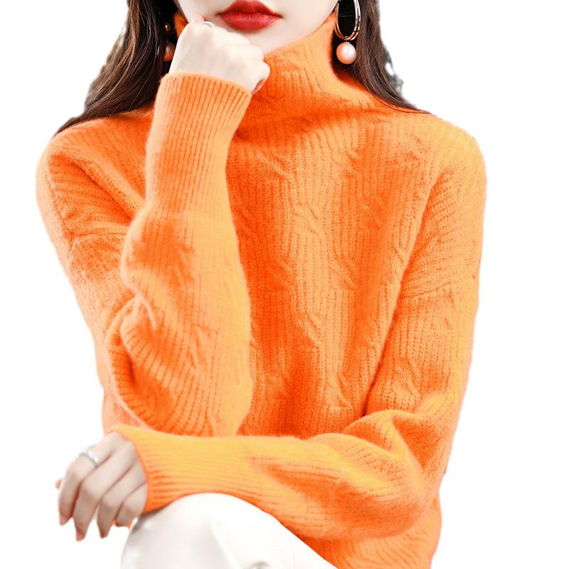 Women's Thickened Cable Knit Wool Turtleneck Sweater - Autumn & Winter Collection