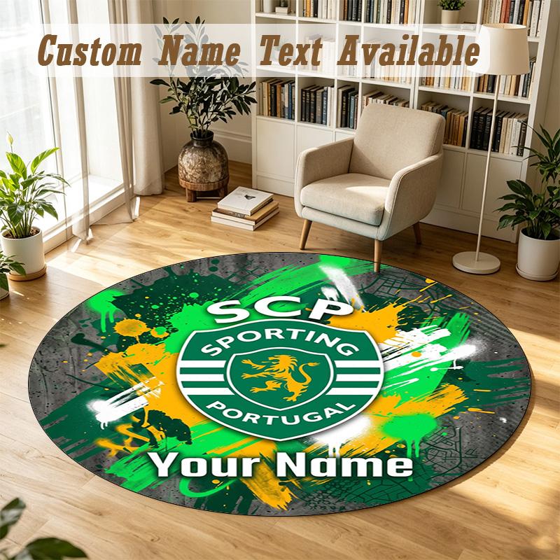 Round Rug Custom NameSporting CP Pattern Non Slip Carpet Home Floor Decor