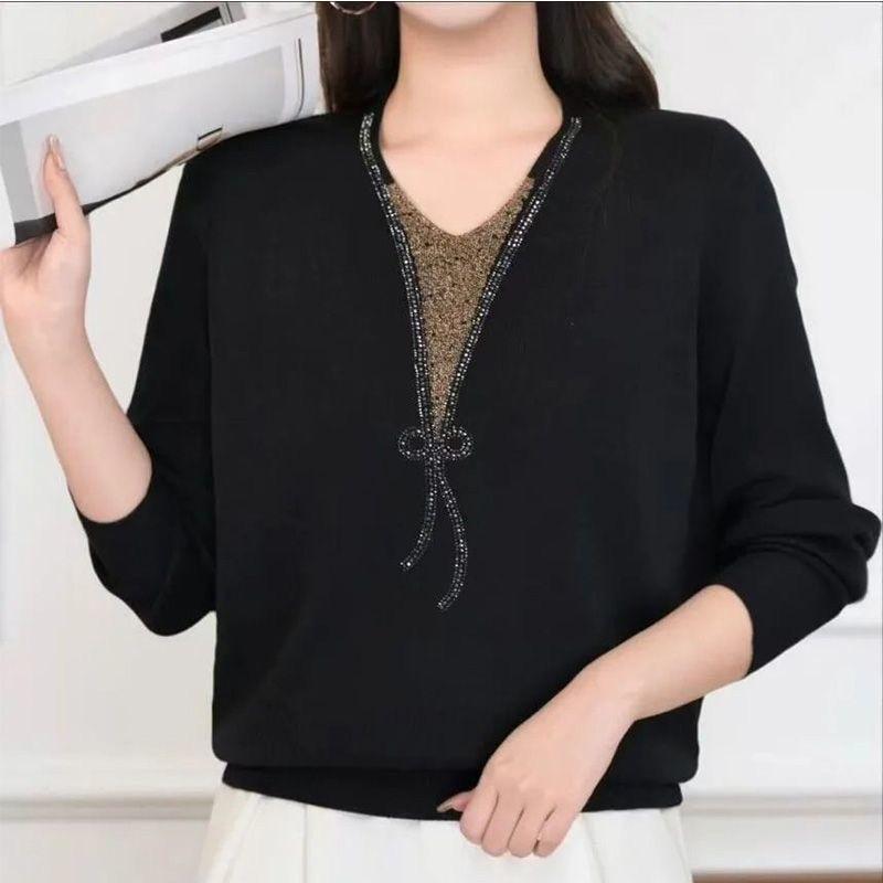 Women's Plus Size Knit Sweater Loose Round Neck Thin Pullover Knit Top
