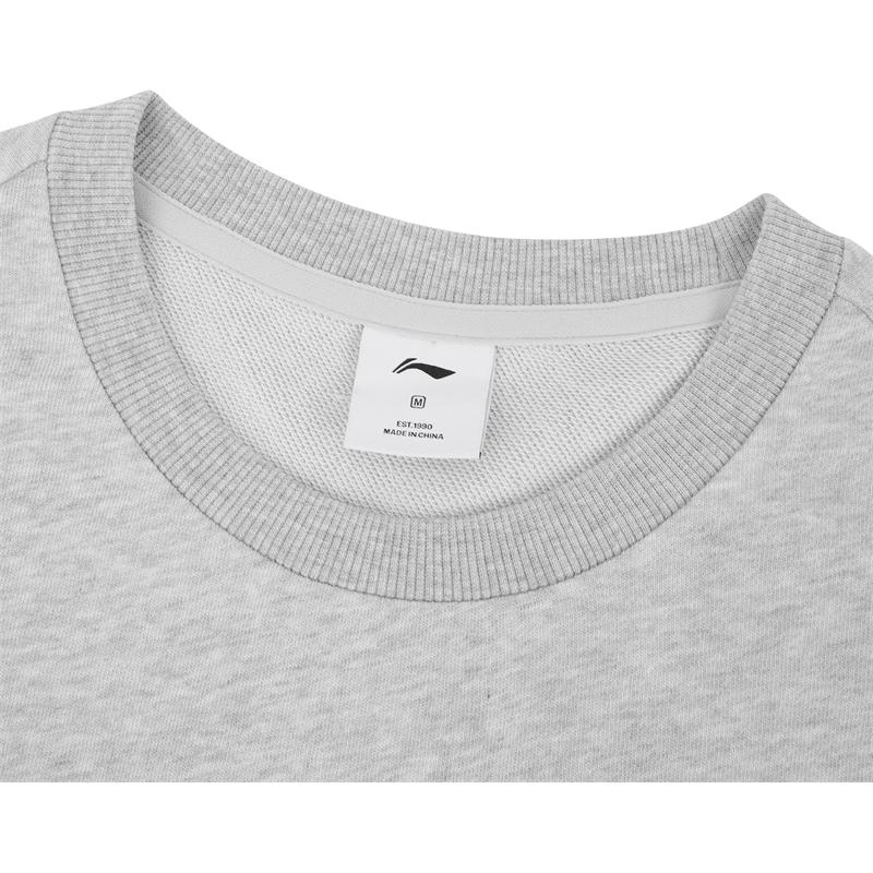 Li Ning Logo Printed Round Neck Pullover Sports Casual Long Sleeve Sweatshirt Men Sweatshirt AWDTA37-2