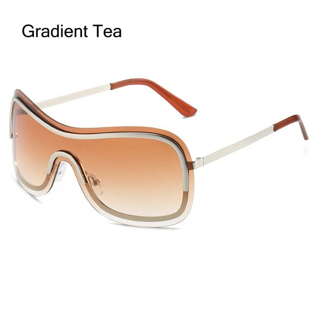 

Цільні сонцезахисні окуляри Y2k без оправи для жінок, модні вінтажні, коричневі, срібні, градієнтні сонцезахисні окуляри, жіночі великі відтінки