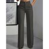 Women's Spring Autumn High Waist Draped Straight Leg Commuter Suit Pants, Wide Leg Formal Long Trousers