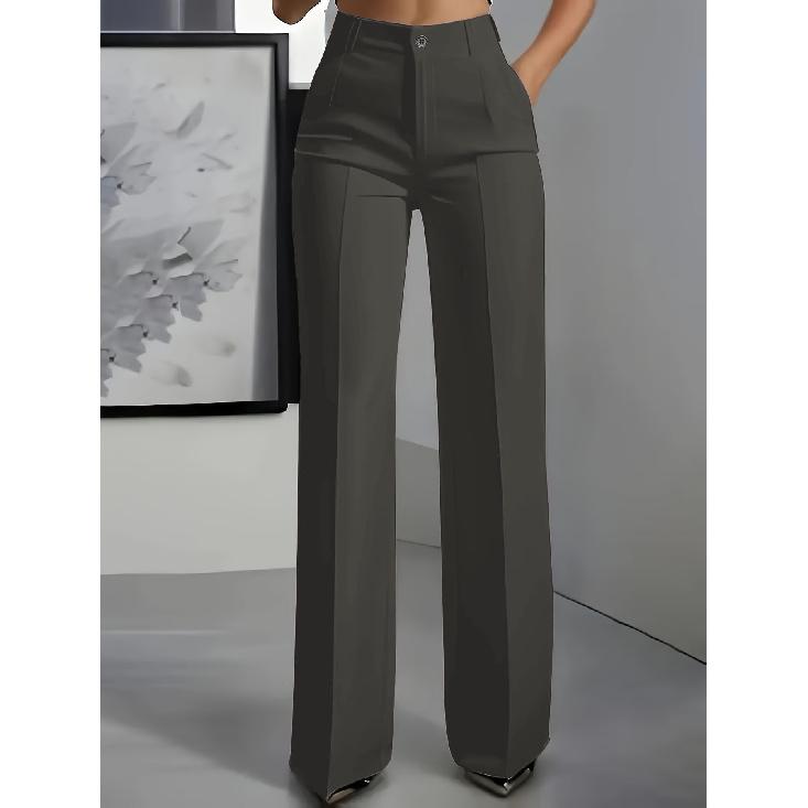 Women's Spring Autumn High Waist Draped Straight Leg Commuter Suit Pants, Wide Leg Formal Long Trousers