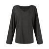 Women's V-neck Solid Color Casual Loose Long Sleeve T-shirt Top