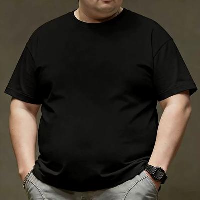 Men's Plus Size T-Shirt Short Sleeve Cotton Black Summer Shirt High Quality Top
